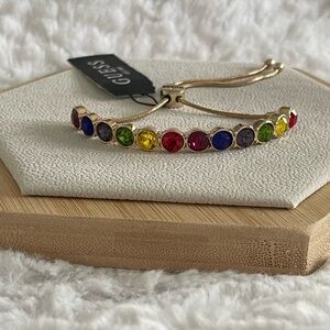 Guess Gold Tone Rainbow Crystal Slider Bracelet NWT
